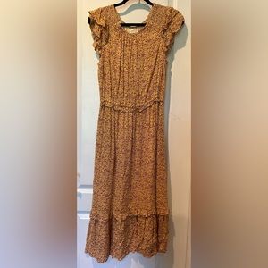 Yellow and Red Floral Maxi Dress